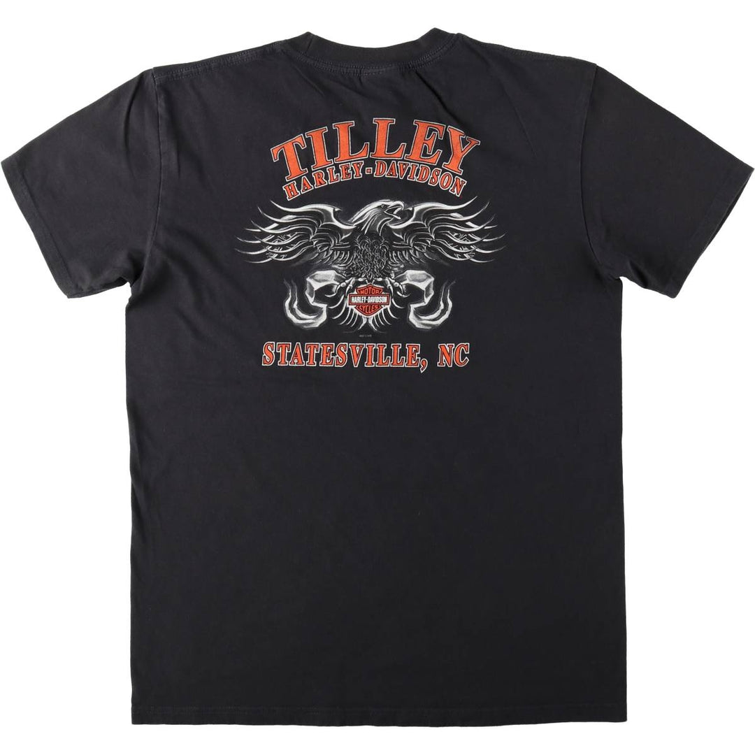 Harley-Davidson Eagle Pattern Motorcycle Bike T-shirt Men's L size cotton black type Vintage Second Hand