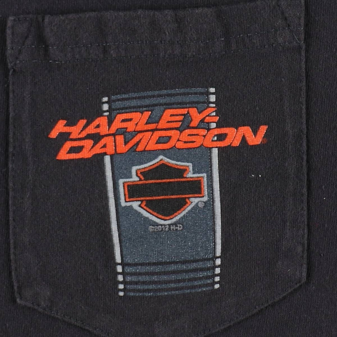 Harley-Davidson Eagle Pattern Motorcycle Bike T-shirt Men's L size cotton black type Vintage Second Hand