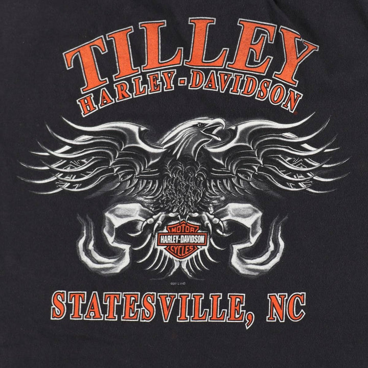 Harley-Davidson Eagle Pattern Motorcycle Bike T-shirt Men's L size cotton black type Vintage Second Hand
