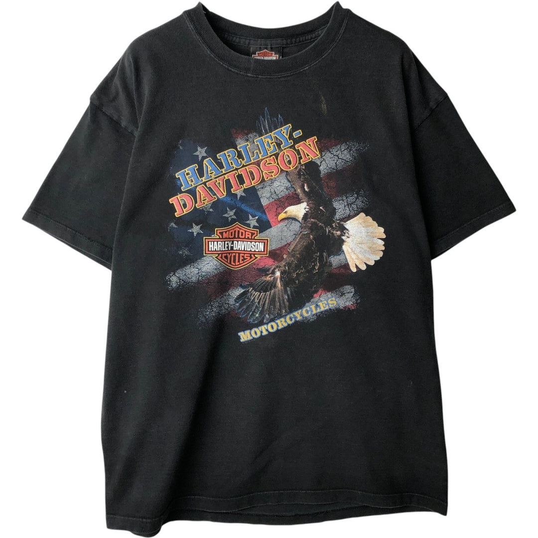 Harley-Davidson Eagle Pattern Stars and Stripes Motorcycle T-Shirt, Men's Size Medium unclear black type Vintage Second Hand