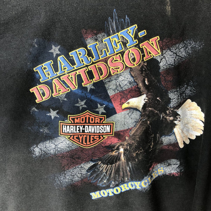 Harley-Davidson Eagle Pattern Stars and Stripes Motorcycle T-Shirt, Men's Size Medium unclear black type Vintage Second Hand