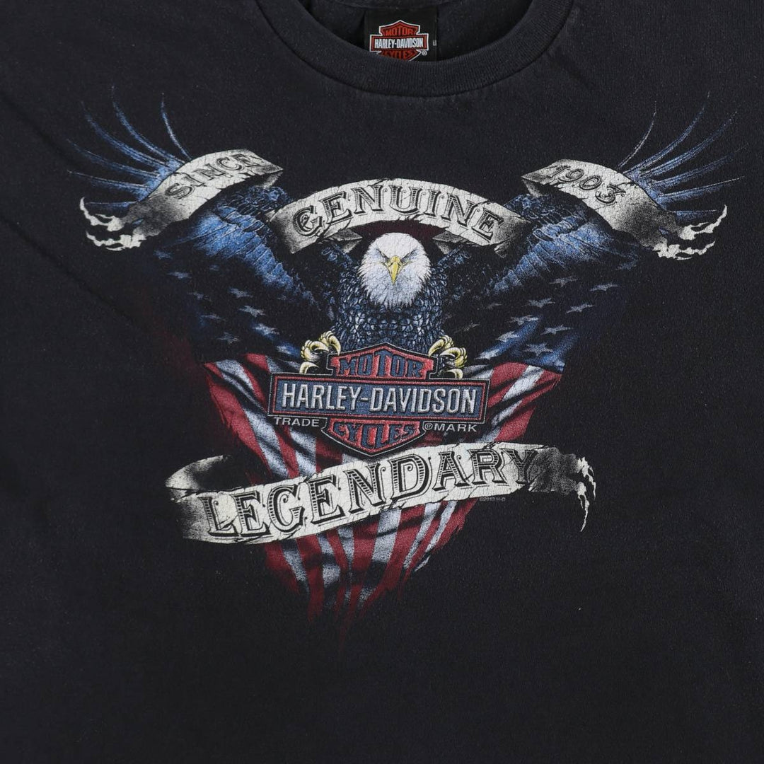 Harley-Davidson Eagle Pattern Motorcycle Bike T-shirt Men's XL cotton black type Vintage Second Hand