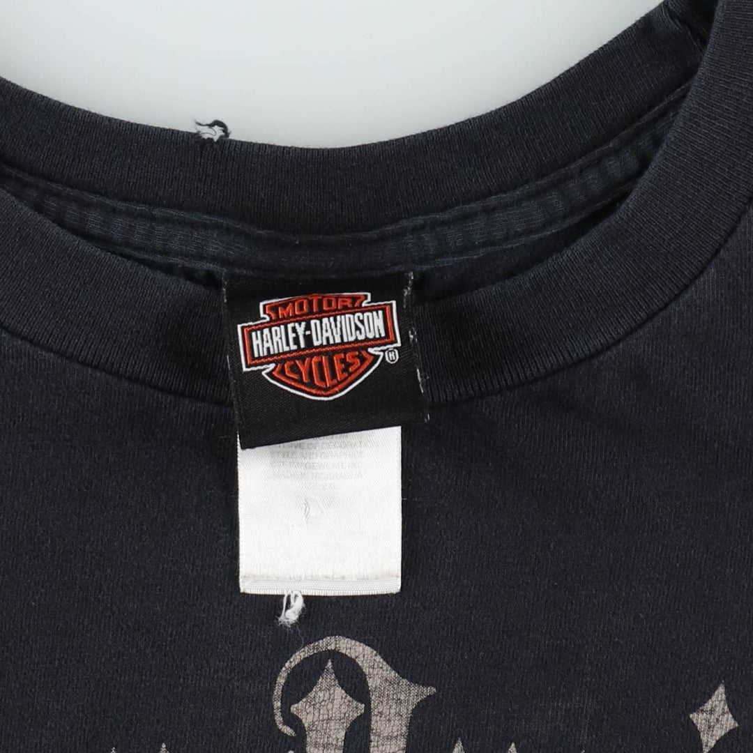 00'S Harley-Davidson Skull Pattern Motorcycle Bike T-shirt Men's XXL cotton black type Vintage Second Hand