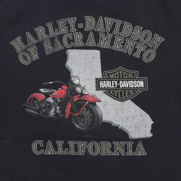 00'S Harley-Davidson Skull Pattern Motorcycle Bike T-shirt Men's XXL cotton black type Vintage Second Hand