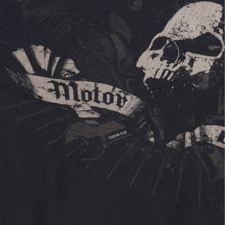 00'S Harley-Davidson Skull Pattern Motorcycle Bike T-shirt Men's XXL cotton black type Vintage Second Hand