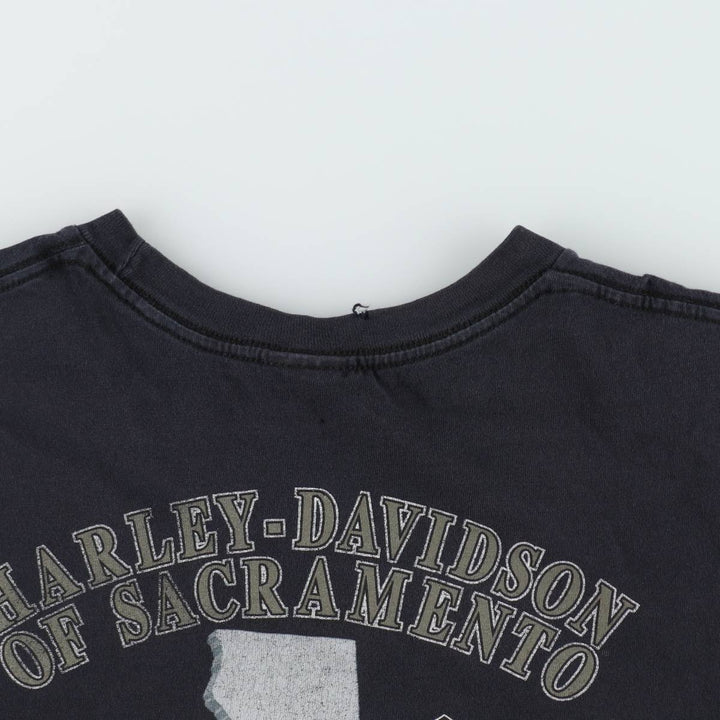00'S Harley-Davidson Skull Pattern Motorcycle Bike T-shirt Men's XXL cotton black type Vintage Second Hand