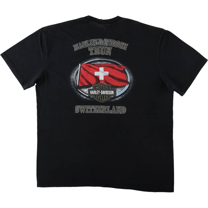 00'S Harley-Davidson Skull Pattern Motorcycle Bike T-shirt Men's XL size cotton black type Vintage Second Hand