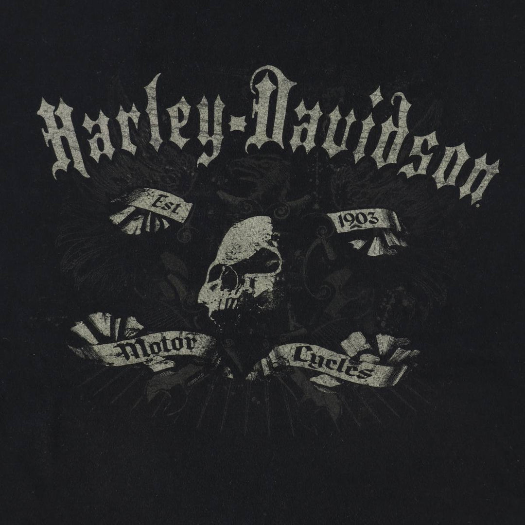 00'S Harley-Davidson Skull Pattern Motorcycle Bike T-shirt Men's XL size cotton black type Vintage Second Hand