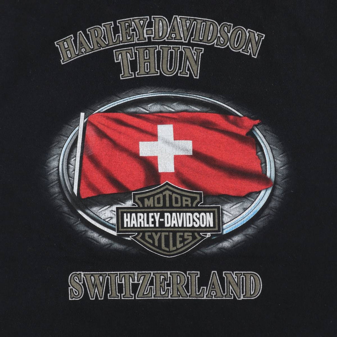 00'S Harley-Davidson Skull Pattern Motorcycle Bike T-shirt Men's XL size cotton black type Vintage Second Hand