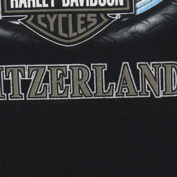 00'S Harley-Davidson Skull Pattern Motorcycle Bike T-shirt Men's XL size cotton black type Vintage Second Hand
