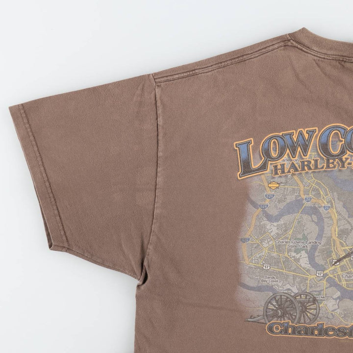 2000'S Harley-Davidson Skull Wing Skull Pattern Motorcycle T-Shirt, Made in USA, Men's XL equivalent. cotton brown type Vintage Second Hand