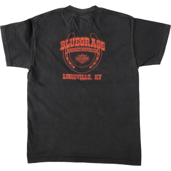 00'S Harley-Davidson Motorcycle Bike T-shirt Made in USA Men's L size cotton black type Vintage Second Hand