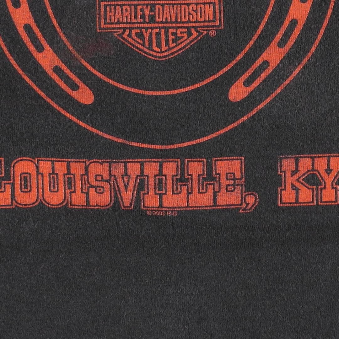 00'S Harley-Davidson Motorcycle Bike T-shirt Made in USA Men's L size cotton black type Vintage Second Hand