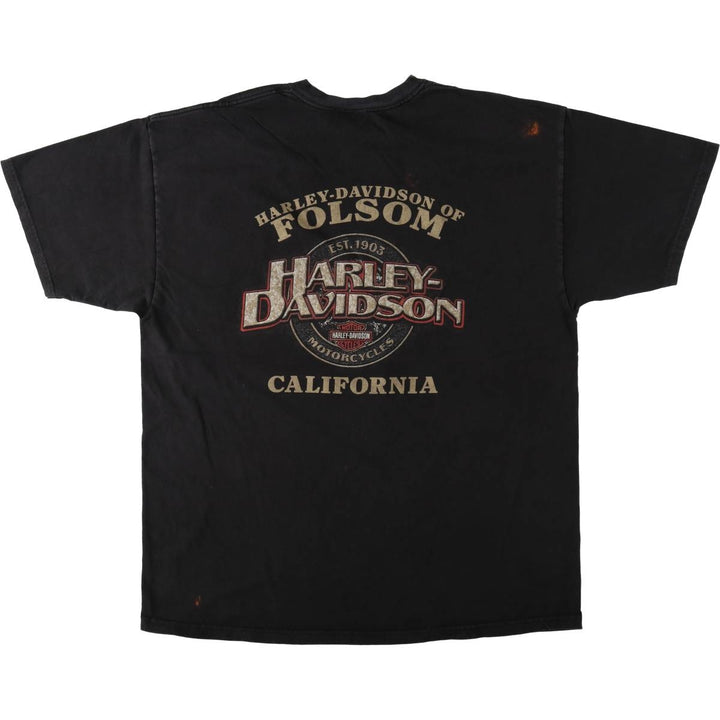 00'S Harley-Davidson Motorcycle Bike T-shirt Men's XXL unclear black type Vintage Second Hand
