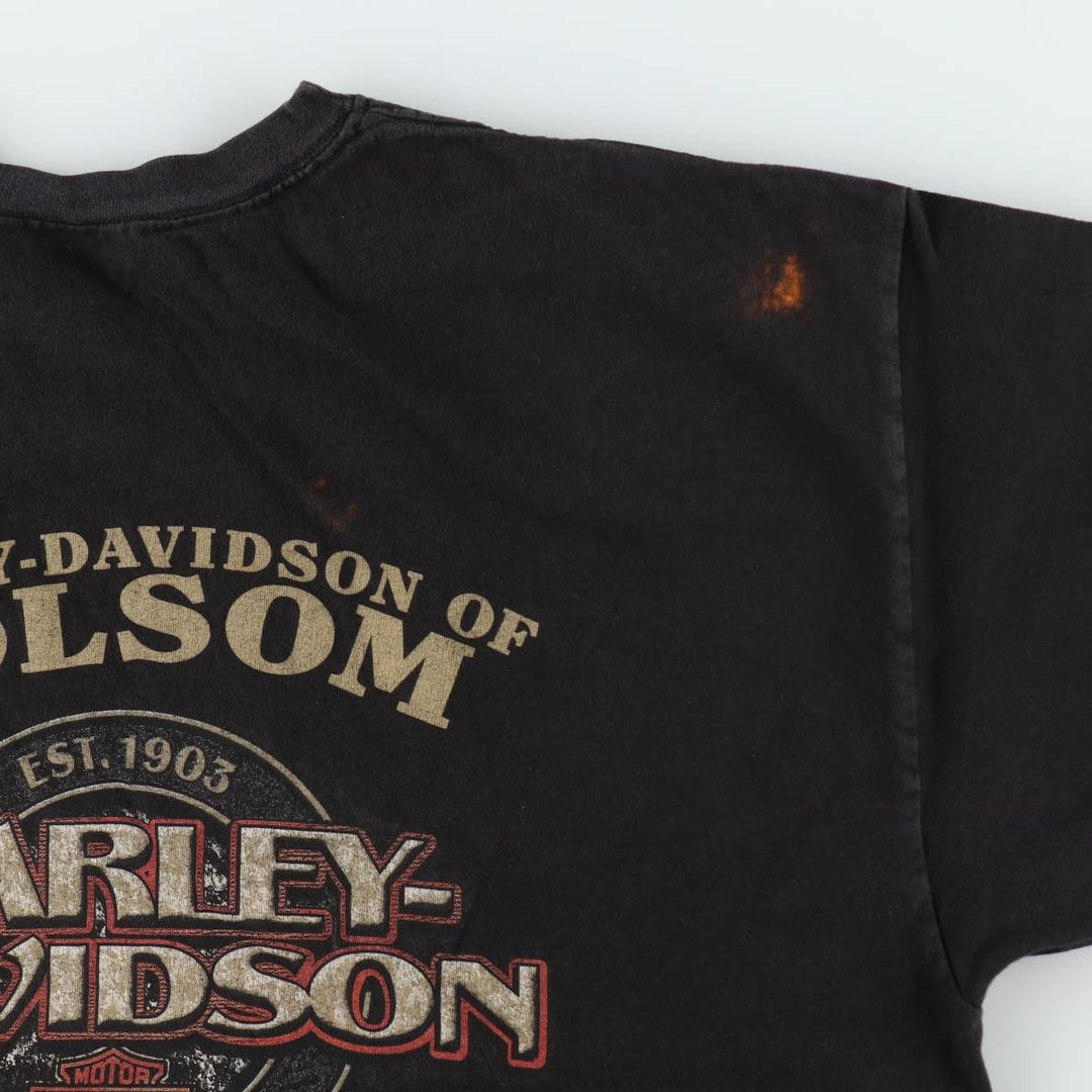 00'S Harley-Davidson Motorcycle Bike T-shirt Men's XXL unclear black type Vintage Second Hand
