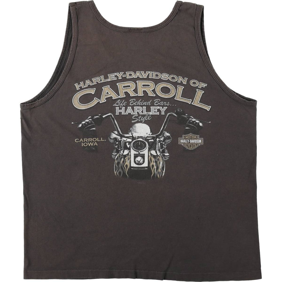 00'S Harley-Davidson Sleeveless Motorcycle Bike T-shirt Made in USA Men's L size cotton black type Vintage Second Hand