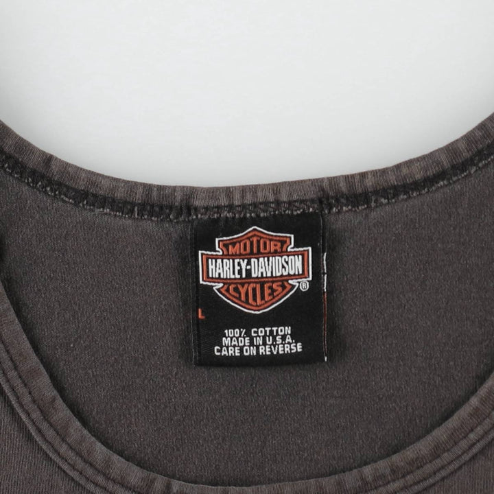 00'S Harley-Davidson Sleeveless Motorcycle Bike T-shirt Made in USA Men's L size cotton black type Vintage Second Hand