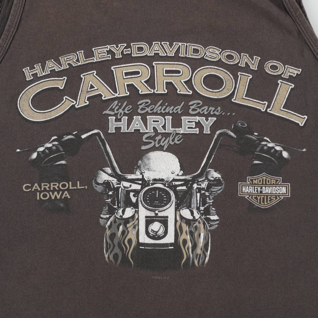 00'S Harley-Davidson Sleeveless Motorcycle Bike T-shirt Made in USA Men's L size cotton black type Vintage Second Hand