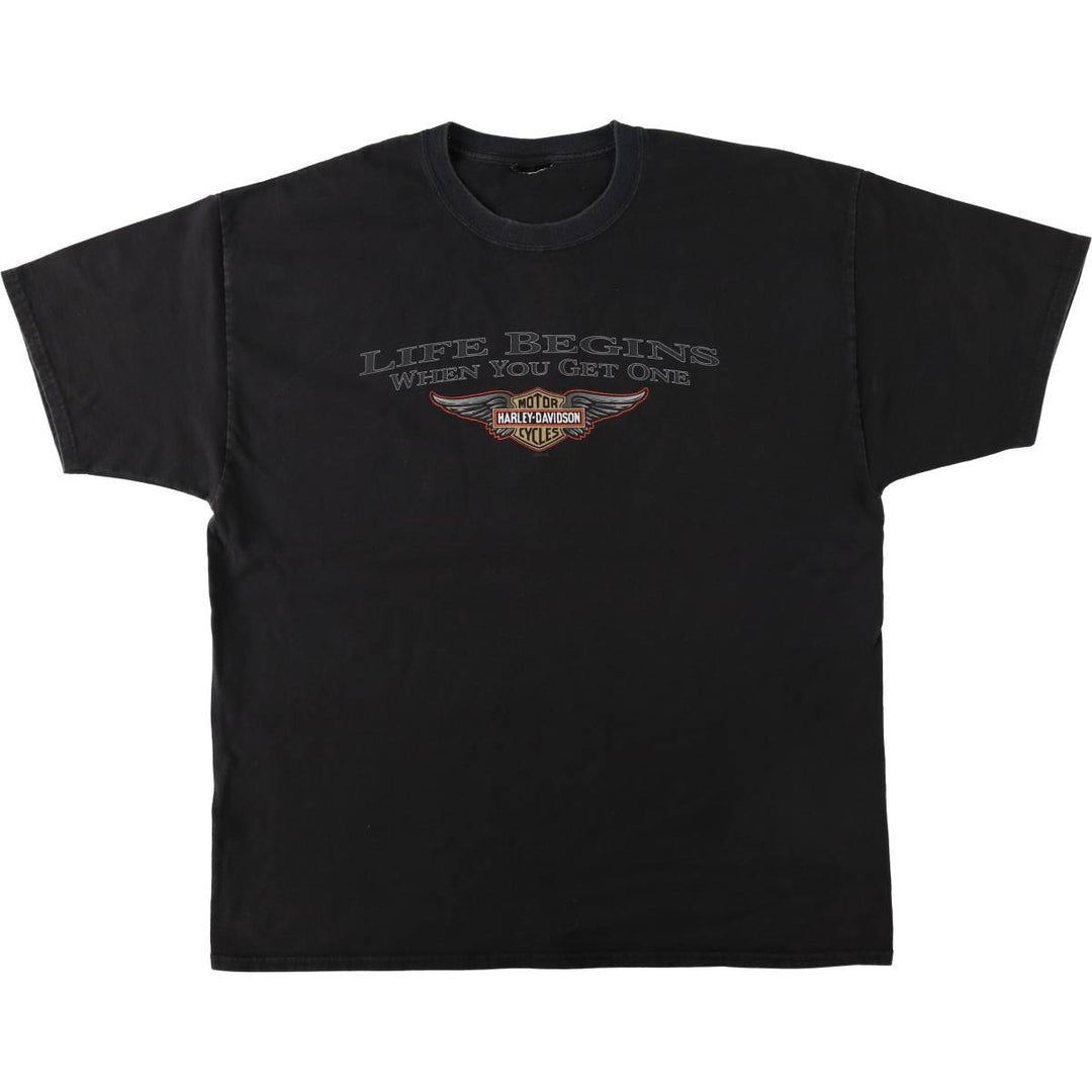 2000'S Harley-Davidson Wing Pin-up Girl Motorcycle T-Shirt, Men's Size XL (approx.) unclear black type Vintage Second Hand