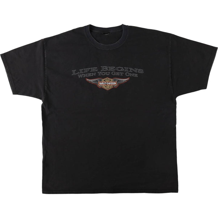 2000'S Harley-Davidson Wing Pin-up Girl Motorcycle T-Shirt, Men's Size XL (approx.) unclear black type Vintage Second Hand
