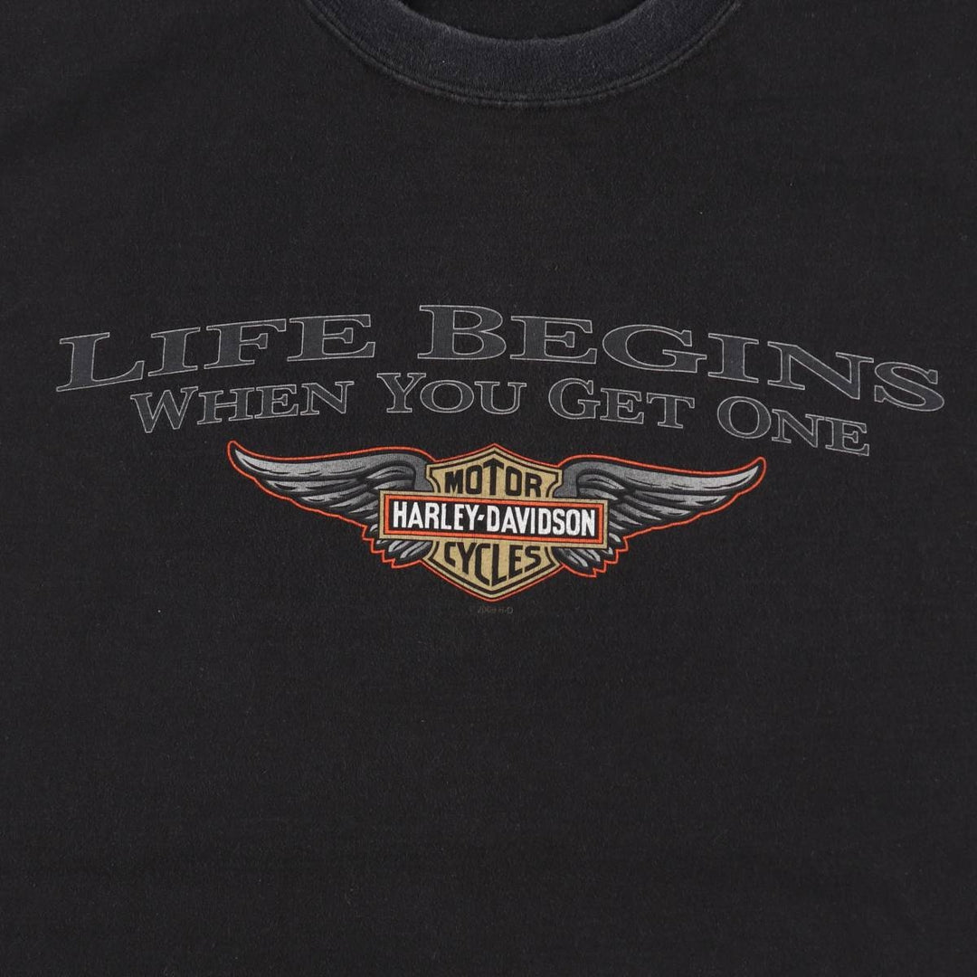 2000'S Harley-Davidson Wing Pin-up Girl Motorcycle T-Shirt, Men's Size XL (approx.) unclear black type Vintage Second Hand