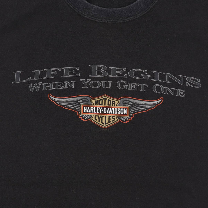 2000'S Harley-Davidson Wing Pin-up Girl Motorcycle T-Shirt, Men's Size XL (approx.) unclear black type Vintage Second Hand