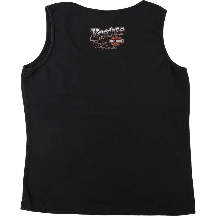 Harley-Davidson Eagle Pattern Fire Pattern Sleeveless Motorcycle T-Shirt, Men's XXL (approx.) cotton black type Vintage Second Hand