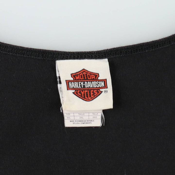 Harley-Davidson Eagle Pattern Fire Pattern Sleeveless Motorcycle T-Shirt, Men's XXL (approx.) cotton black type Vintage Second Hand