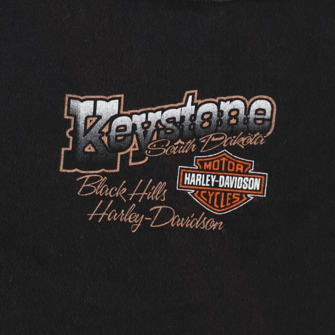 Harley-Davidson Eagle Pattern Fire Pattern Sleeveless Motorcycle T-Shirt, Men's XXL (approx.) cotton black type Vintage Second Hand