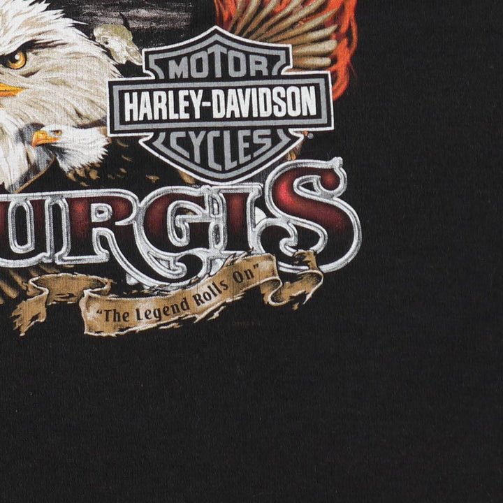 Harley-Davidson Eagle Pattern Fire Pattern Sleeveless Motorcycle T-Shirt, Men's XXL (approx.) cotton black type Vintage Second Hand