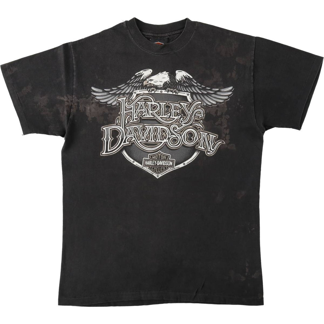 90'S Harley-Davidson Eagle Pattern Motorcycle Bike T-shirt Made in USA Men's M size cotton black type Vintage Second Hand