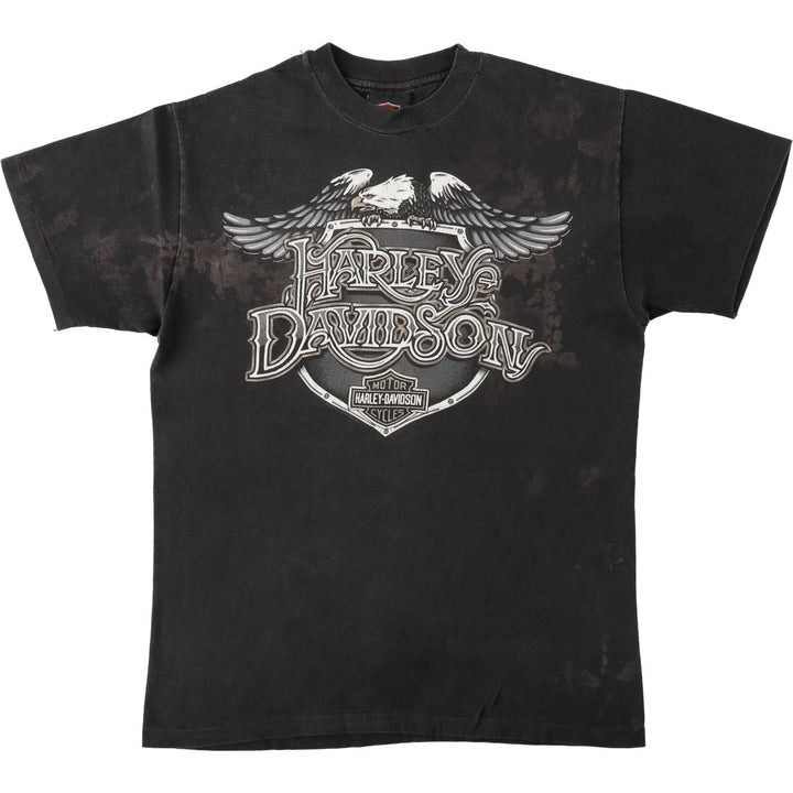 90'S Harley-Davidson Eagle Pattern Motorcycle Bike T-shirt Made in USA Men's M size cotton black type Vintage Second Hand