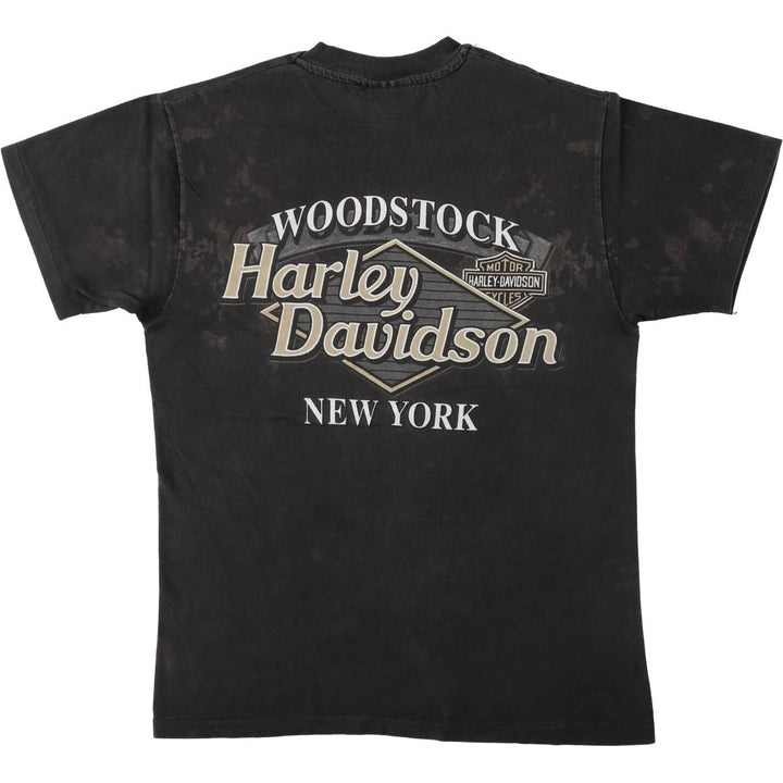 90'S Harley-Davidson Eagle Pattern Motorcycle Bike T-shirt Made in USA Men's M size cotton black type Vintage Second Hand