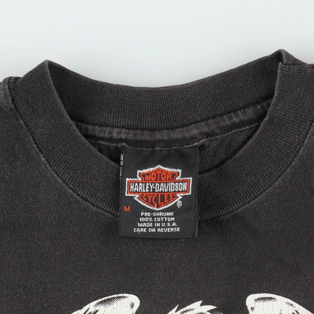 90'S Harley-Davidson Eagle Pattern Motorcycle Bike T-shirt Made in USA Men's M size cotton black type Vintage Second Hand