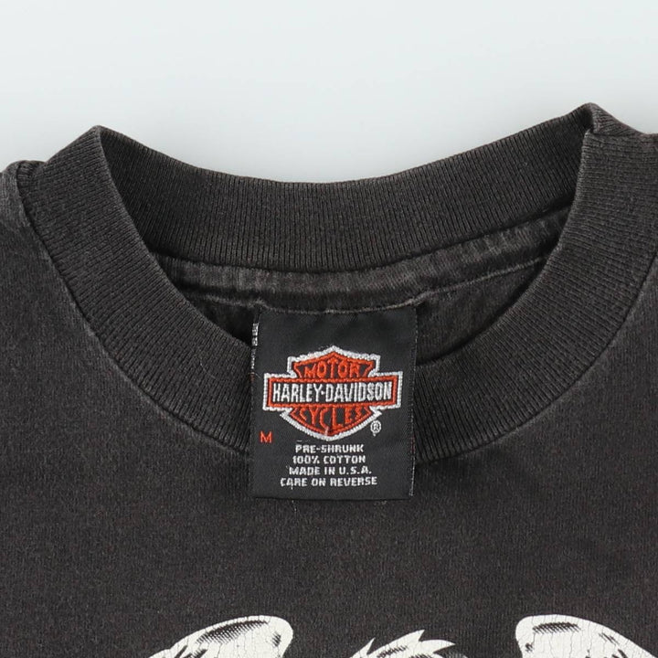 90'S Harley-Davidson Eagle Pattern Motorcycle Bike T-shirt Made in USA Men's M size cotton black type Vintage Second Hand