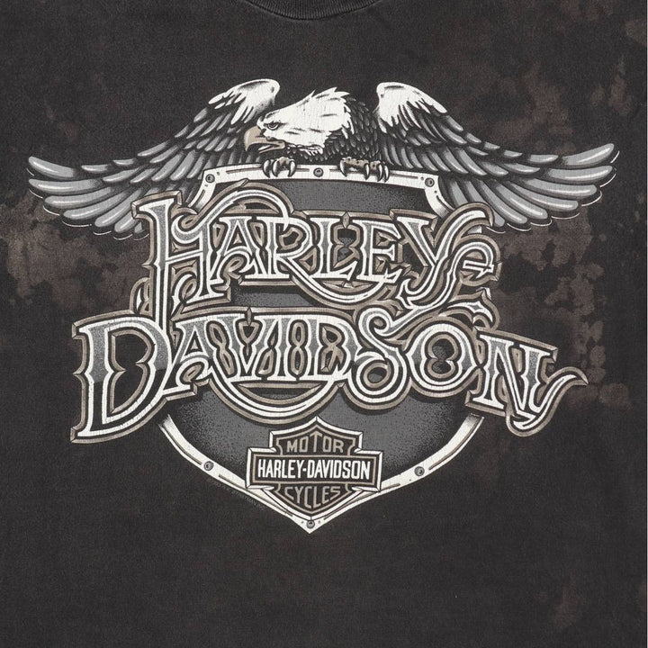 90'S Harley-Davidson Eagle Pattern Motorcycle Bike T-shirt Made in USA Men's M size cotton black type Vintage Second Hand