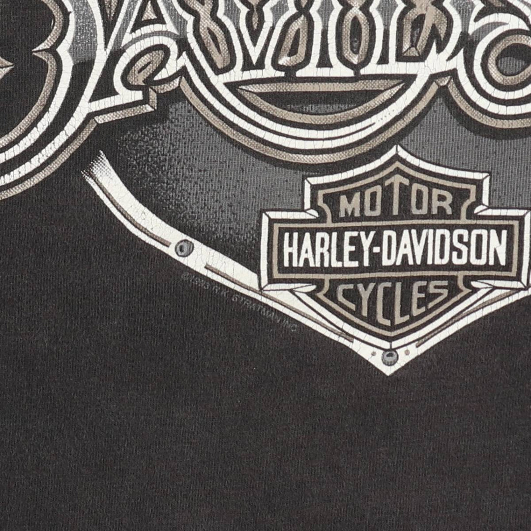 90'S Harley-Davidson Eagle Pattern Motorcycle Bike T-shirt Made in USA Men's M size cotton black type Vintage Second Hand