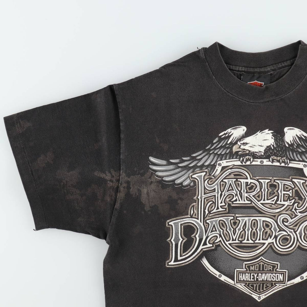 90'S Harley-Davidson Eagle Pattern Motorcycle Bike T-shirt Made in USA Men's M size cotton black type Vintage Second Hand