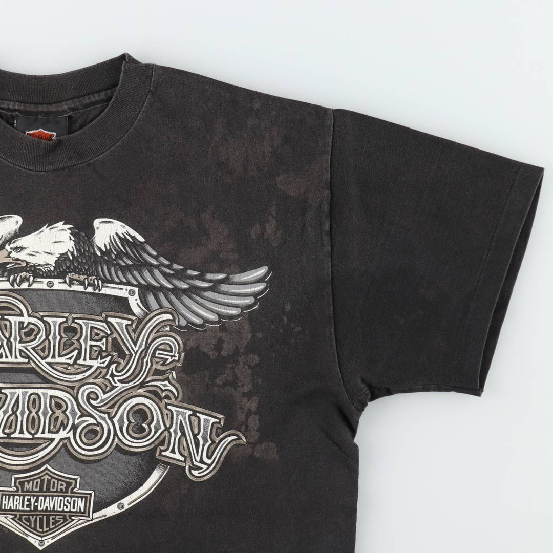 90'S Harley-Davidson Eagle Pattern Motorcycle Bike T-shirt Made in USA Men's M size cotton black type Vintage Second Hand