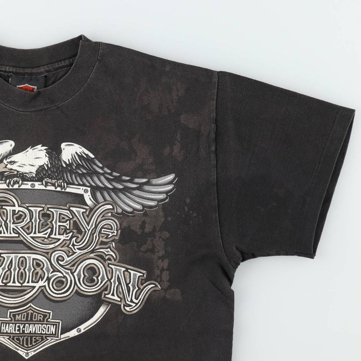 90'S Harley-Davidson Eagle Pattern Motorcycle Bike T-shirt Made in USA Men's M size cotton black type Vintage Second Hand