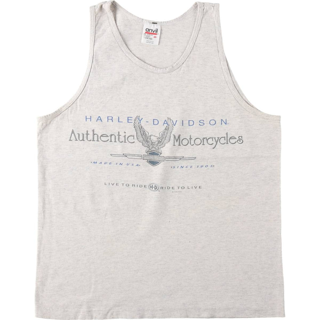 90'S Anvil Harley-Davidson Eagle Pattern Sleeveless Motorcycle T-Shirt, Made in USA, Men's Size M (approx.) cotton gray type Vintage Second Hand