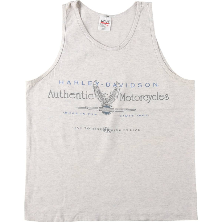 90'S Anvil Harley-Davidson Eagle Pattern Sleeveless Motorcycle T-Shirt, Made in USA, Men's Size M (approx.) cotton gray type Vintage Second Hand