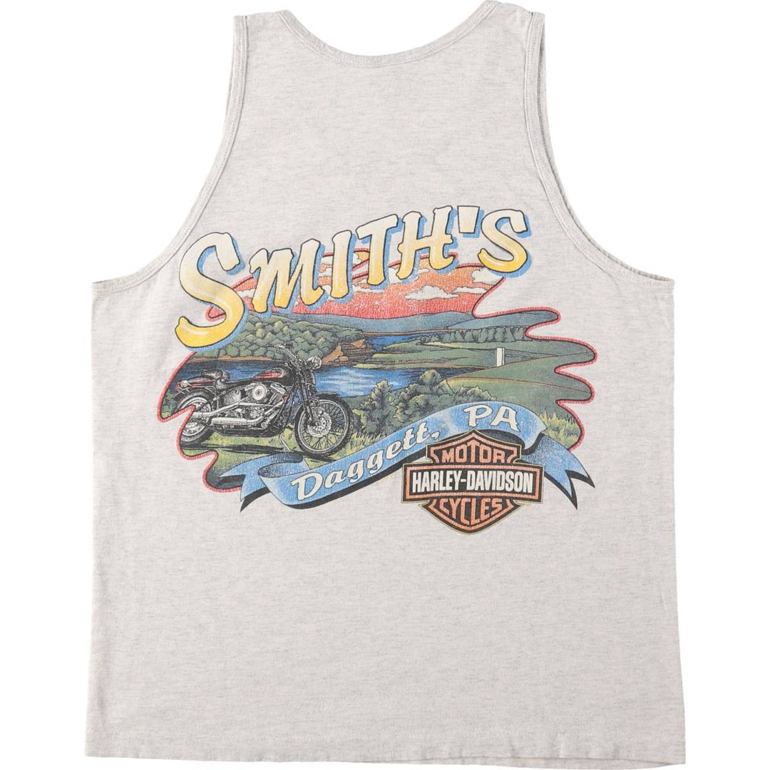 90'S Anvil Harley-Davidson Eagle Pattern Sleeveless Motorcycle T-Shirt, Made in USA, Men's Size M (approx.) cotton gray type Vintage Second Hand