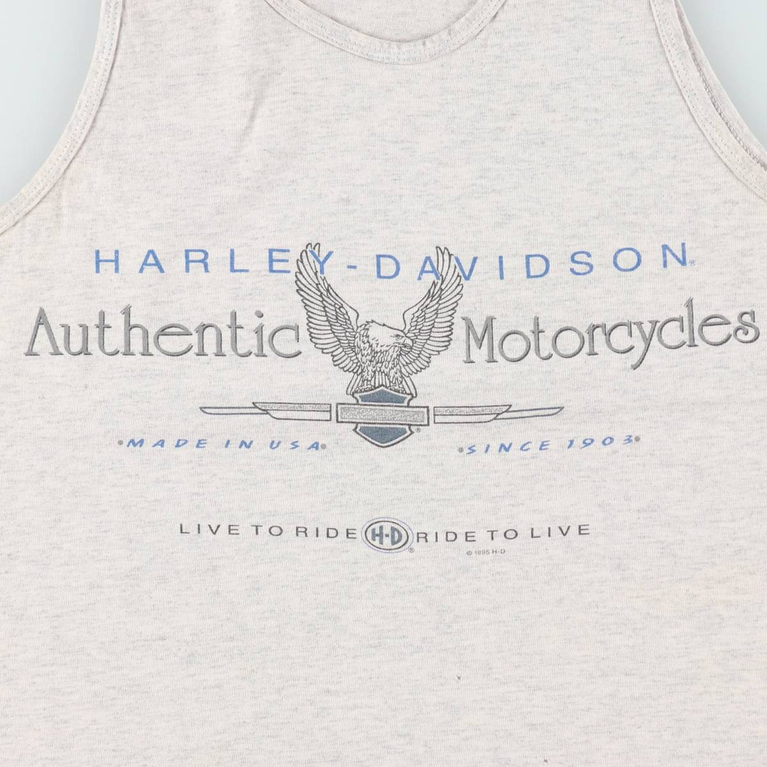 90'S Anvil Harley-Davidson Eagle Pattern Sleeveless Motorcycle T-Shirt, Made in USA, Men's Size M (approx.) cotton gray type Vintage Second Hand