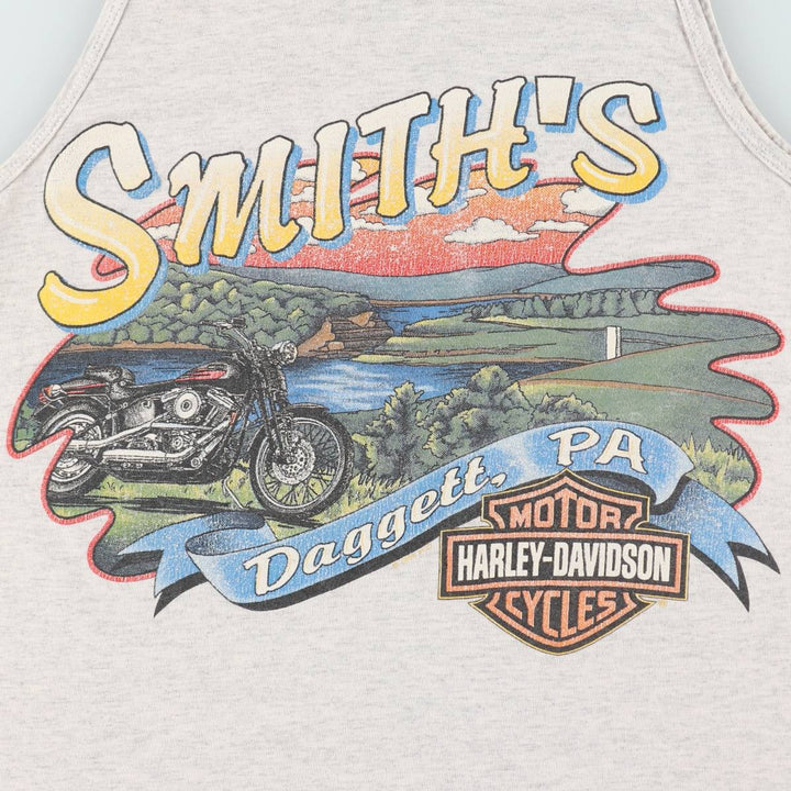 90'S Anvil Harley-Davidson Eagle Pattern Sleeveless Motorcycle T-Shirt, Made in USA, Men's Size M (approx.) cotton gray type Vintage Second Hand