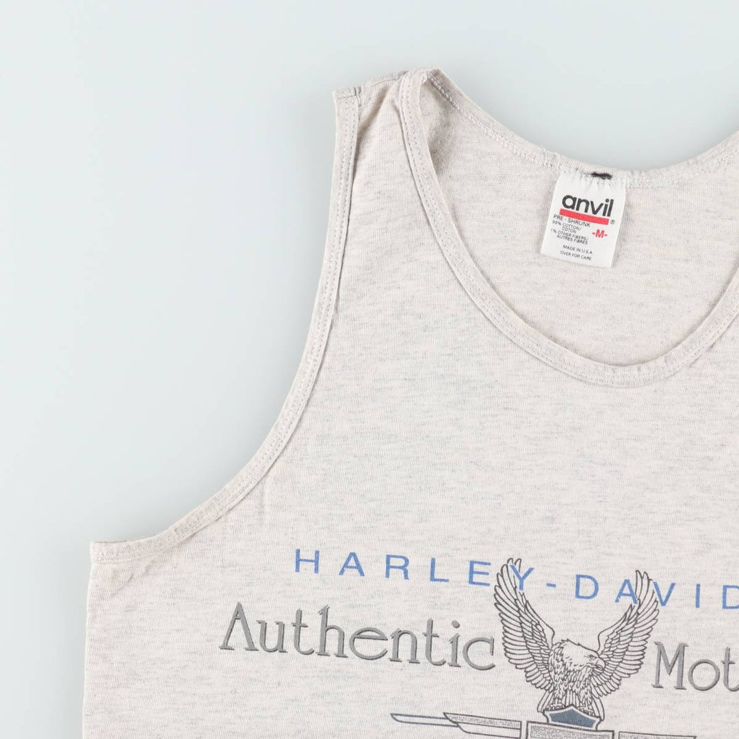 90'S Anvil Harley-Davidson Eagle Pattern Sleeveless Motorcycle T-Shirt, Made in USA, Men's Size M (approx.) cotton gray type Vintage Second Hand