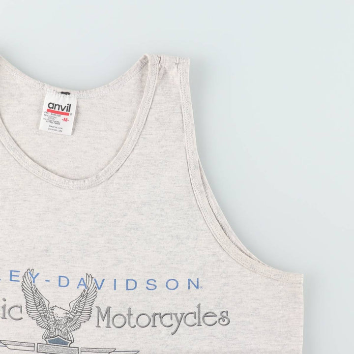 90'S Anvil Harley-Davidson Eagle Pattern Sleeveless Motorcycle T-Shirt, Made in USA, Men's Size M (approx.) cotton gray type Vintage Second Hand