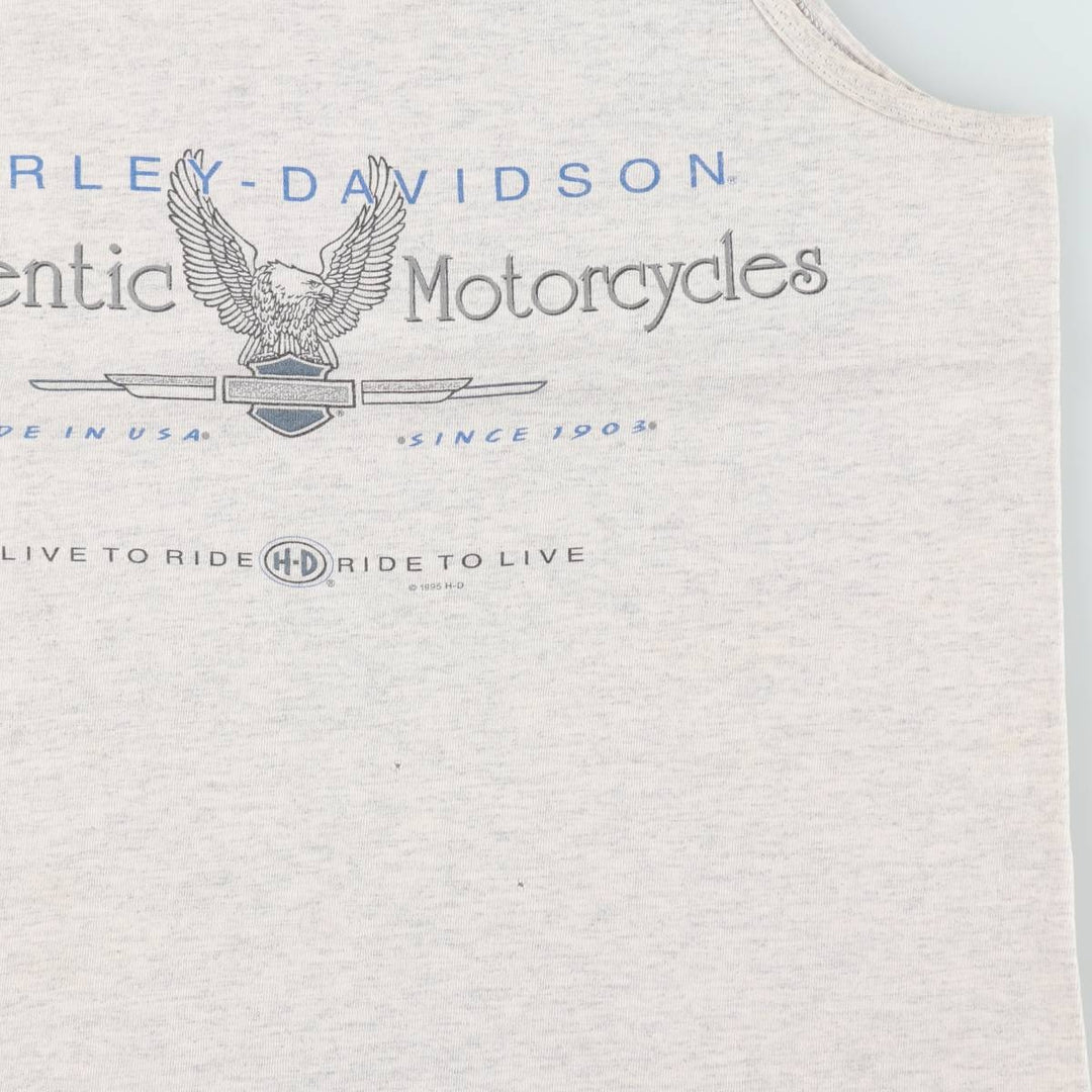 90'S Anvil Harley-Davidson Eagle Pattern Sleeveless Motorcycle T-Shirt, Made in USA, Men's Size M (approx.) cotton gray type Vintage Second Hand