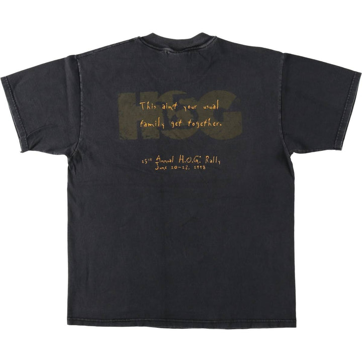 Harley-Davidson Motorcycle Bike T-shirt Made in USA Men's L size cotton black type Vintage Second Hand