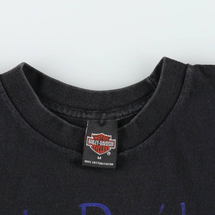 2000'S Harley-Davidson Eagle Pattern/Wolf Pattern Motorcycle T-Shirt, Made in USA, Men's Size M (approx.) cotton black type Vintage Second Hand